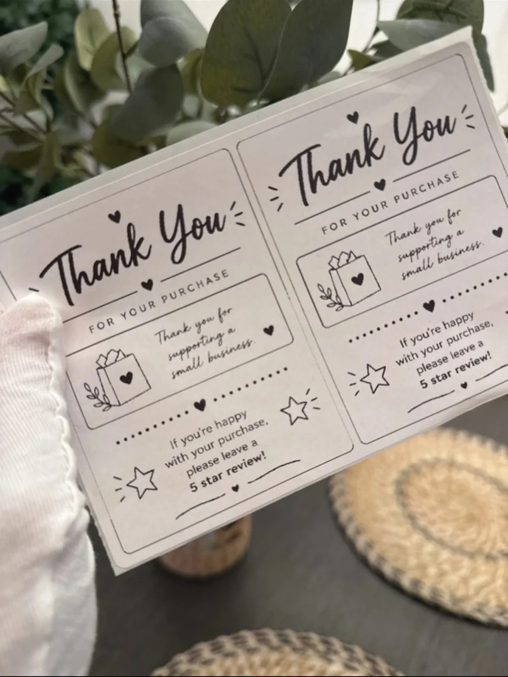 125 Small Business Thank You Stickers Roll Black White Packaging Labels NWT